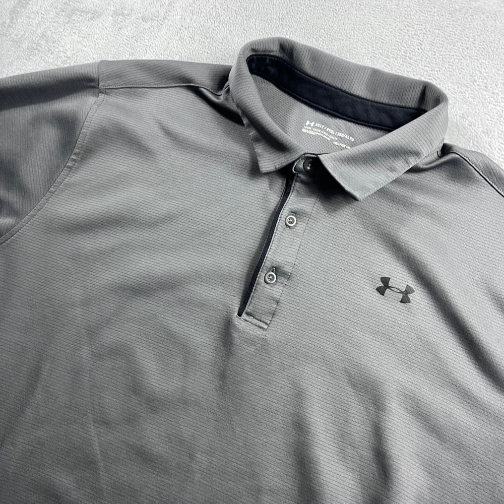 Under Armour HeatGear‎ Mens 3XLT Gray Short Sleeve Loose Fit Polo Shirt